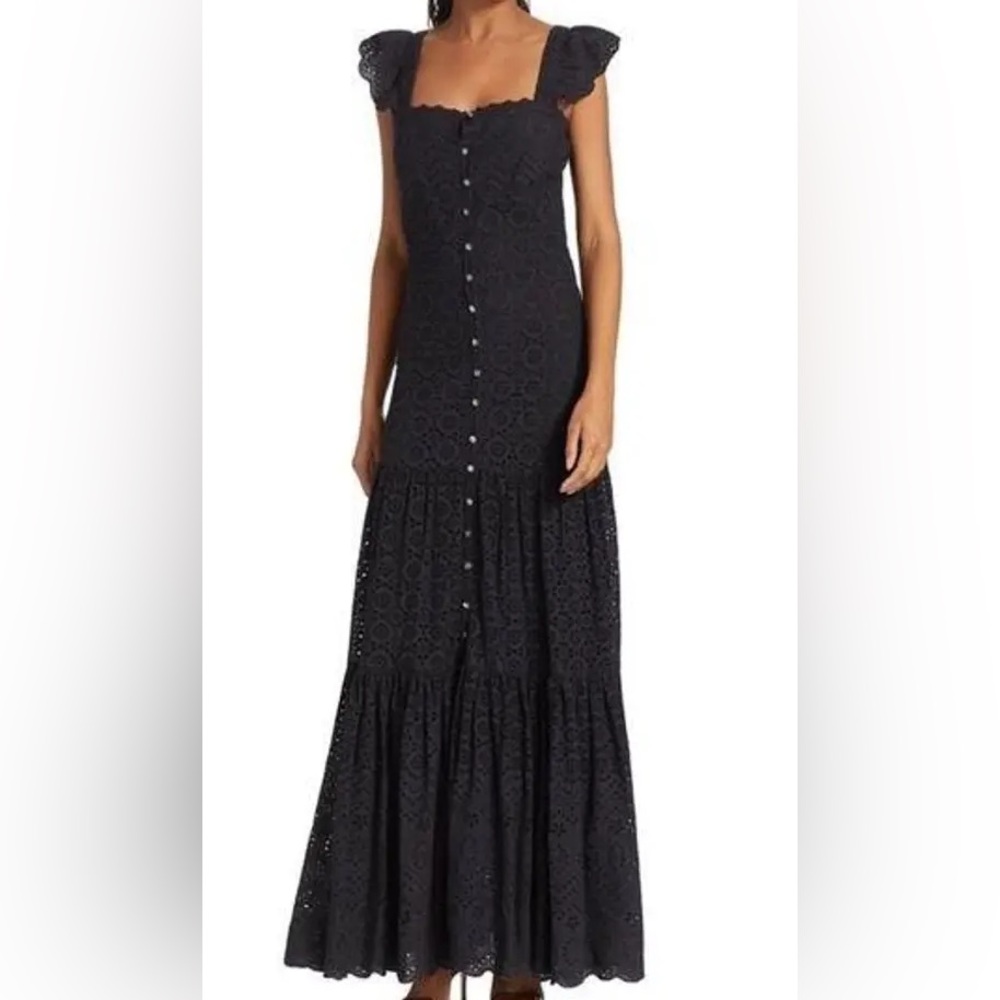 Veronica Beard Cotton Aislin Eyelet Tiered Maxi Dress